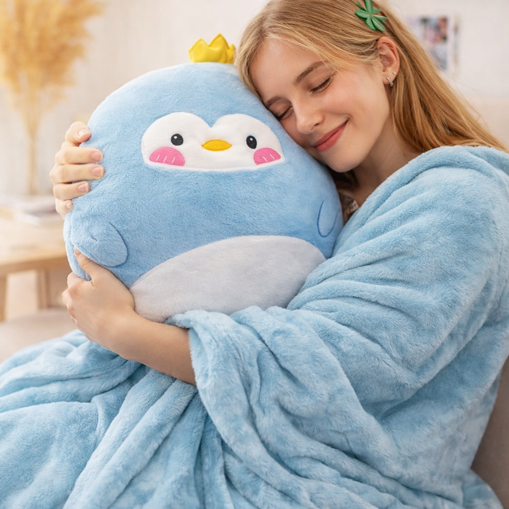 Peluche 3 en 1 con Manta - Pingüino